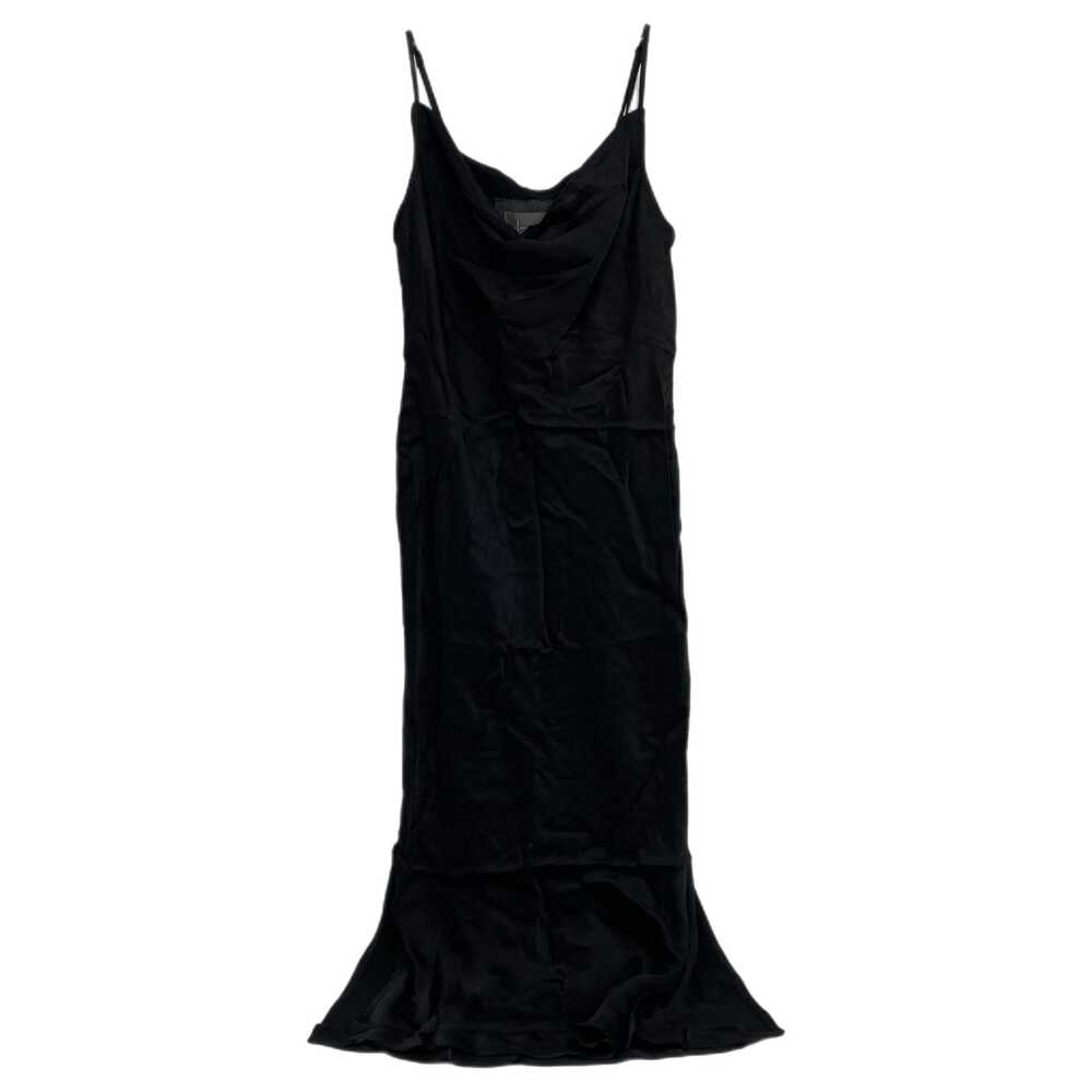 Anthropologie Black Midi Dress Satin Cowl Neck Sleeveless | Womens M